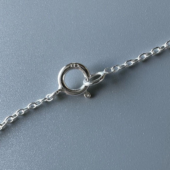 Sterling Silver Birth Flower Necklace Rectangle Pendant - Picture 6 of 9